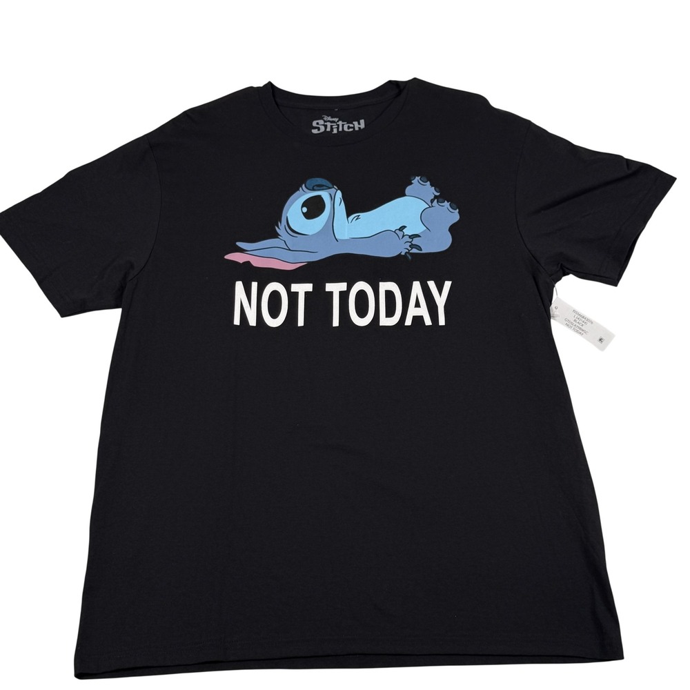 Disney Lilo Stitch Shirt Large Black Not Today Graphic Quote T Shirt Tee Cartoon